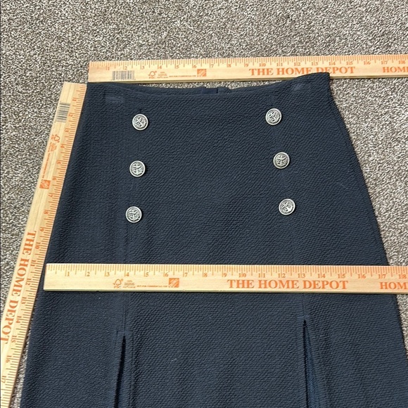 Maeve Dual Split Button Midi skirt size 4 Navy Blue dual slit - Picture 3 of 16